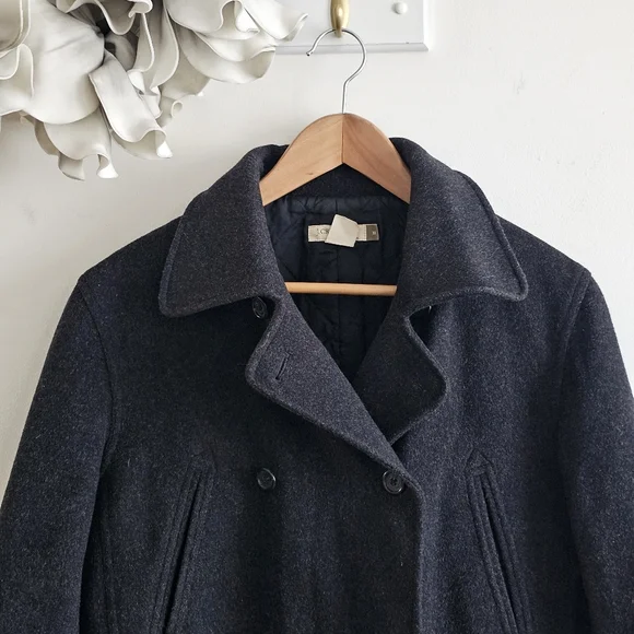 J.Crew Charcoal Wool Cashmere Peacoat Jacket Quilted Lining Womens Size M - Picture 2 of 15